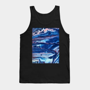 Mountain Lake - Abstract Acrylic Pour Painting Tank Top